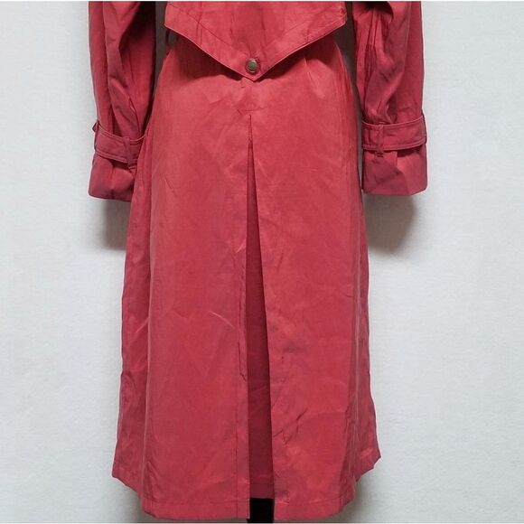 Rare Vintage 70s London Fog Red Taffeta Double Breasted Notched Collar Raincoat - Picture 14 of 16